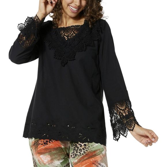 Antthony Southern Belle Crochet Top with Eyelet Detail Black - Regular - Picture 1 of 1
